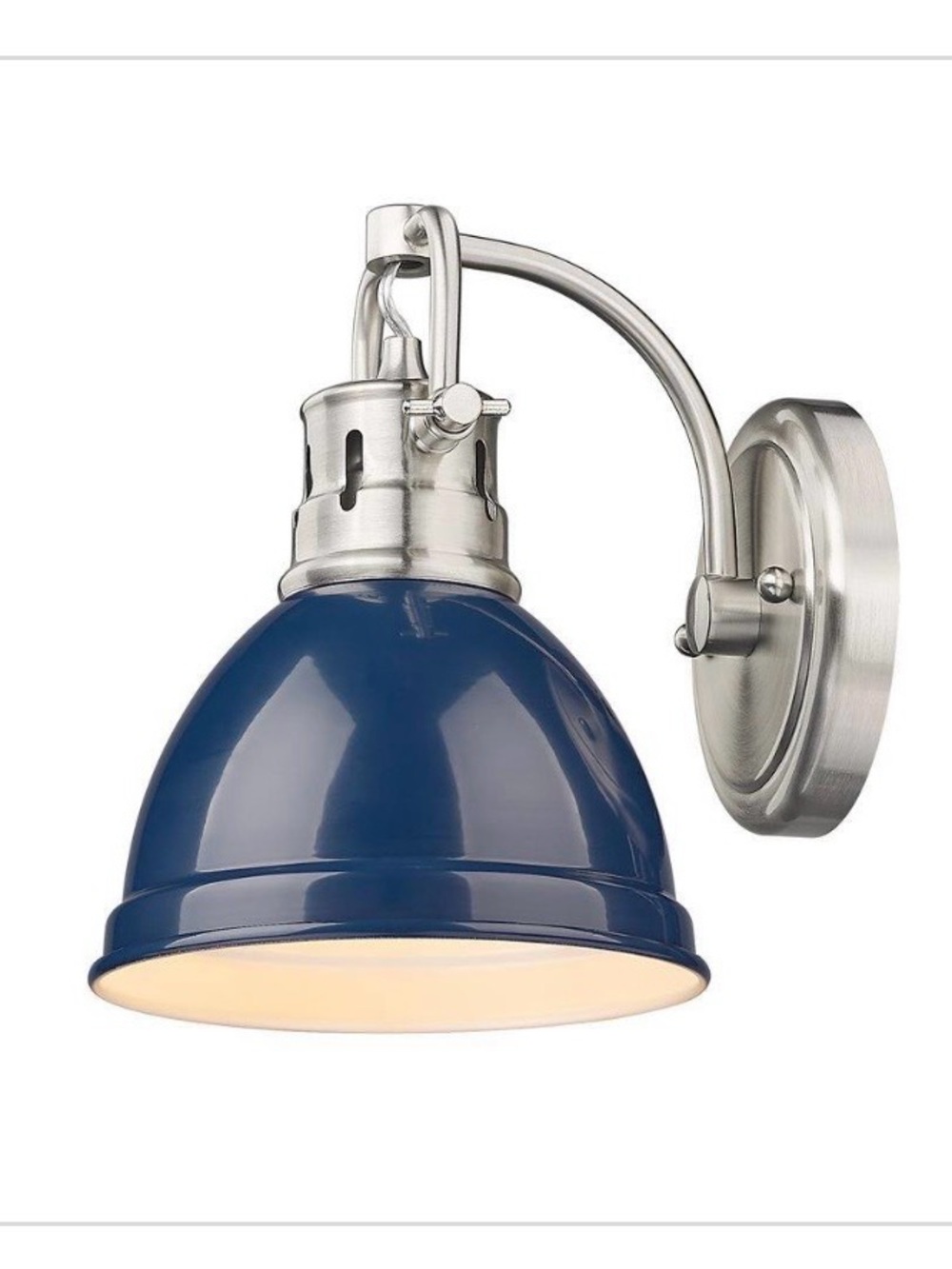 New Navy Blue Metal Wall Sconce with Satin Nickel Mount